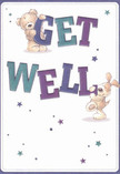 Bright and welcoming, this cheerful get well card beams with uplifting energy-a sentiment that echoes through the heart of Purfleet. Two enchanting characters-a cuddly teddy and a perky puppy-spring forth, each joyfully balancing bold, colourful letters that declare 'Get Well' in lively indigo and teal. A tranquil cream background sets the stage, while stars in shifting blues and purples shimmer with hope, recalling the twinkle of friendly greetings exchanged on local lanes. The illustrated fur of both bear and puppy appears so soft you can almost feel their gentle comfort, much like the embrace of a same-day bouquet delivered to brighten a neighbour's day. Beyond just a message, this card is infused with warmth and reassurance-the perfect token to send genuine care and encouragement to loved ones stepping towards wellness across Purfleet.